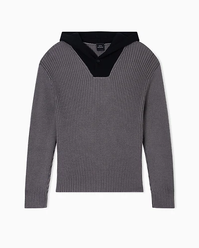 Ribbed hooded sweater