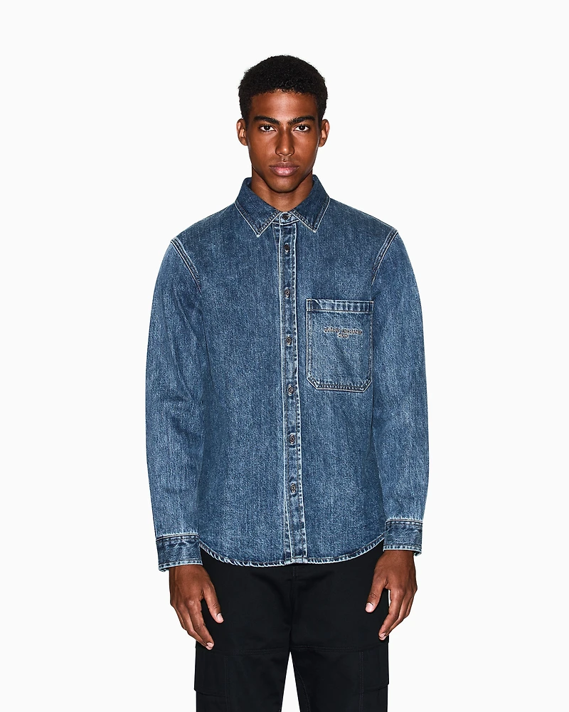 Regular fit cotton denim shirt