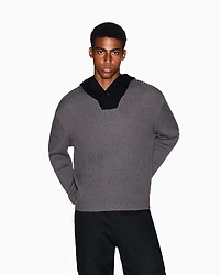 Ribbed hooded sweater