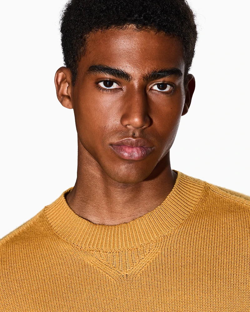 Wool and cotton crew neck sweater