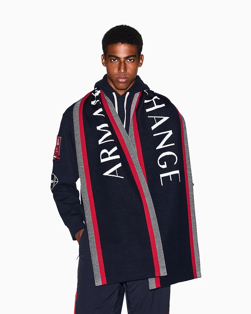WOOL BLEND SCARF WITH LOGO LETTERING