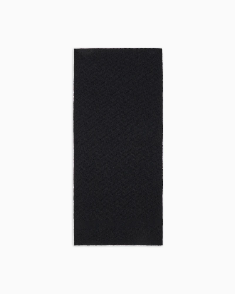 Emporio Armani - Wool scarf with chevron motif, Man, Black, Size: TU