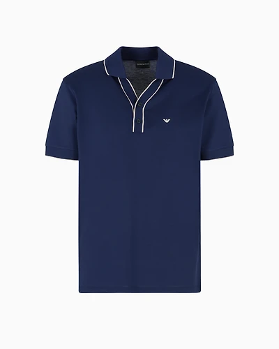 Emporio Armani - Piqué polo shirt with contrasting edges, Man, Blue, Size: