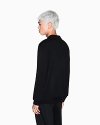 Wool and cotton knitted polo shirt