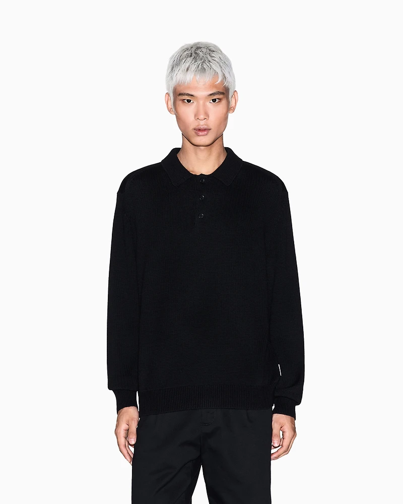 Wool and cotton knitted polo shirt