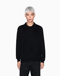 Wool and cotton knitted polo shirt