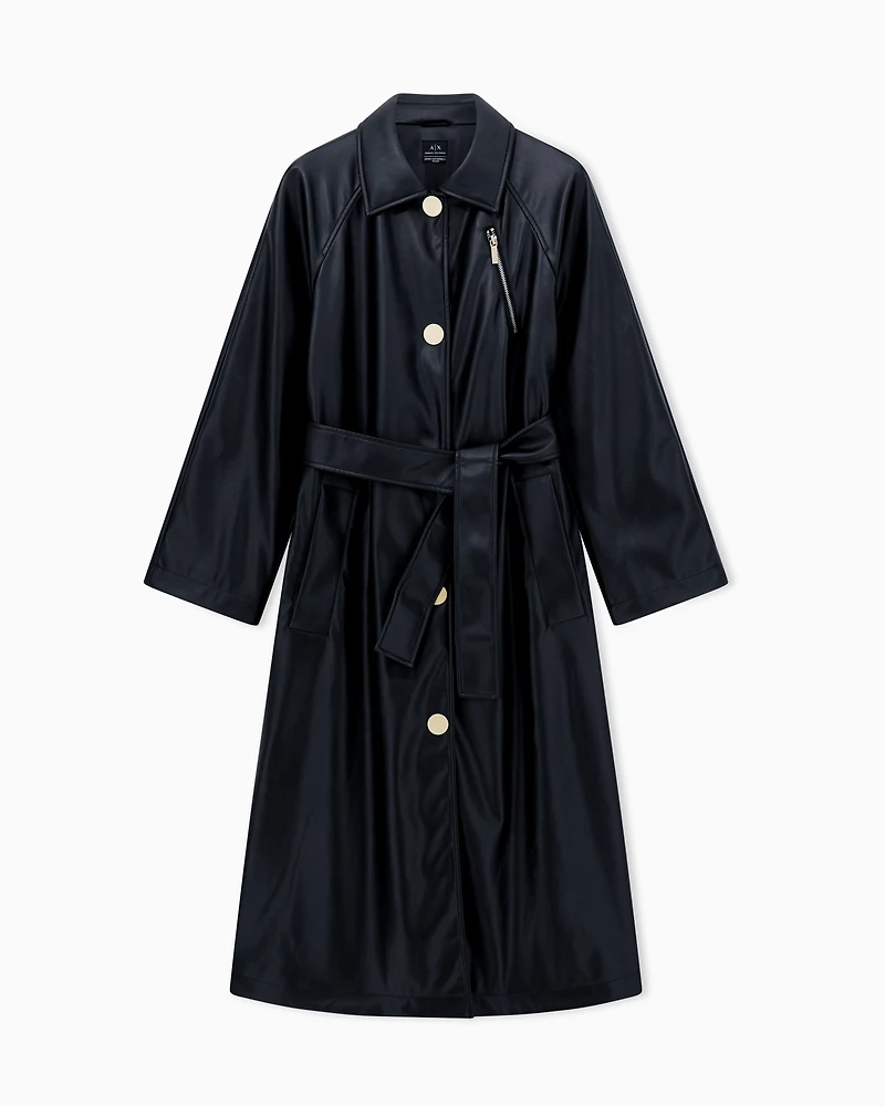 Armani Exchange - Coated fabric trench coat, Woman, Black, Size: