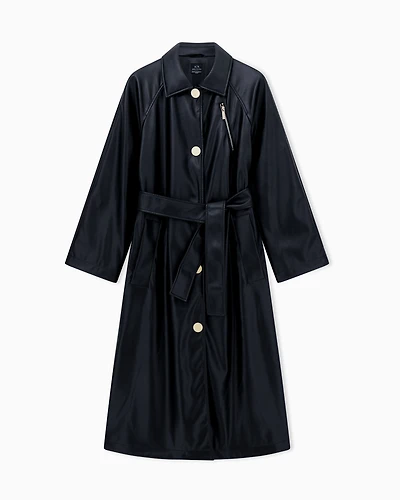 Armani Exchange - Coated fabric trench coat, Woman, Black, Size: