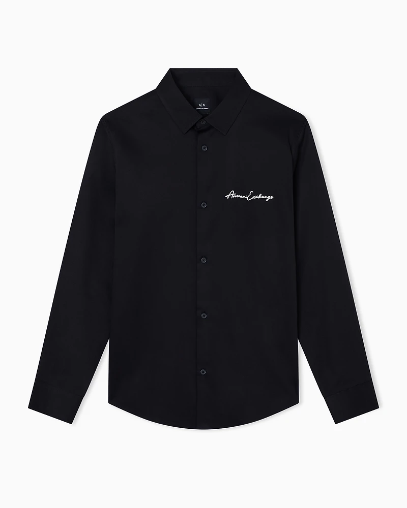Regular fit shirt with embroidered logo