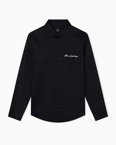 Regular fit shirt with embroidered logo
