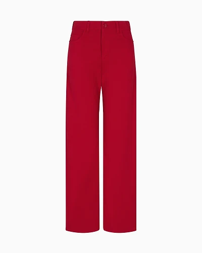 Emporio Armani - J33 Mid-rise, cropped wide-leg jeans garment-dyed stretch drill, Woman, Red, Size: