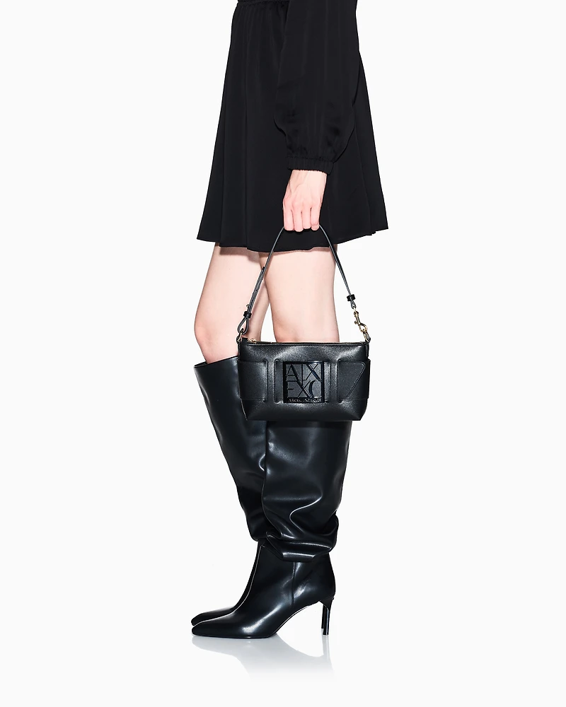 Color block shoulder bag with maxi logo