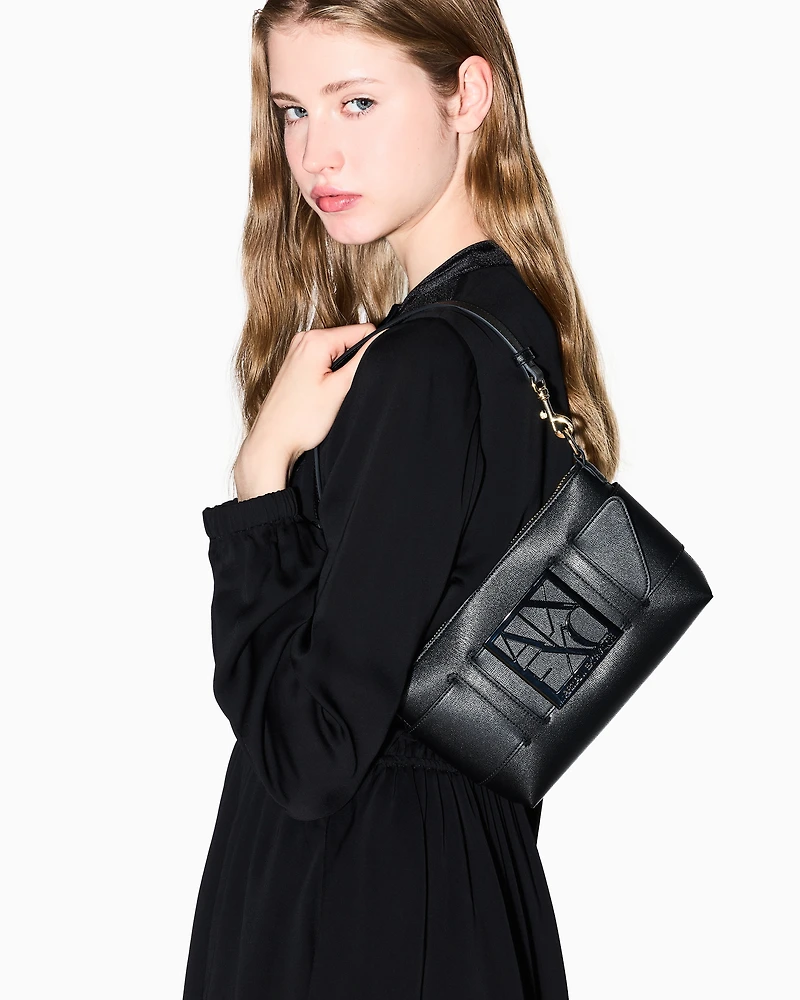 Color block shoulder bag with maxi logo