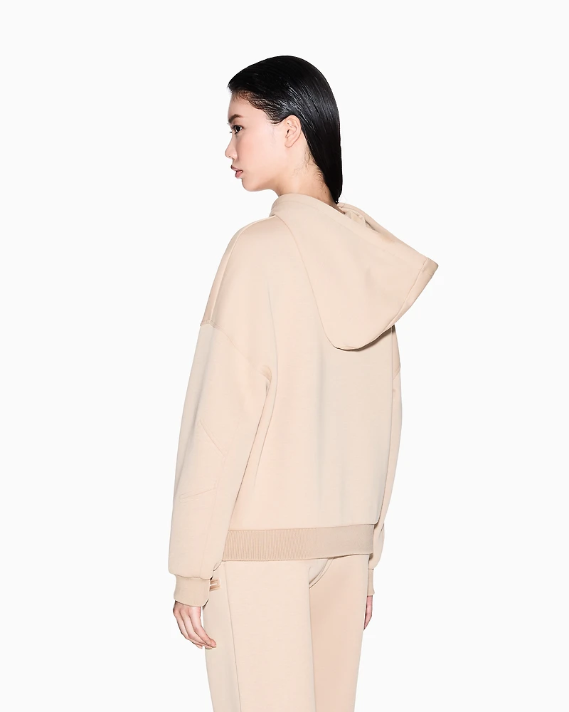Armani Exchange - HOODED LOGO SWEATSHIRT, Woman, Camel, Size: