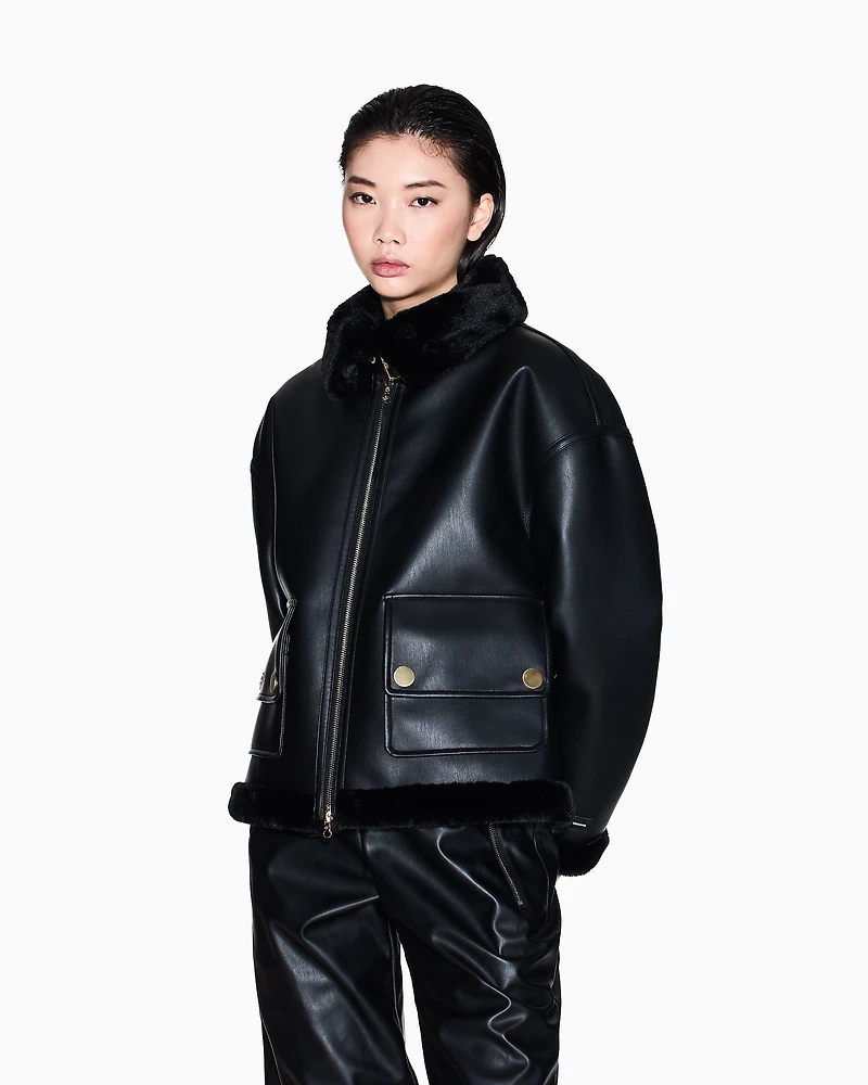 Short Faux Shearling Jacket