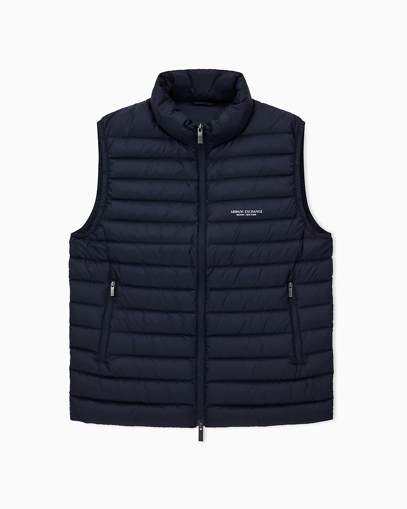 Armani Exchange - Full zip sleeveless down jacket, Man, Navy Blue, Size: