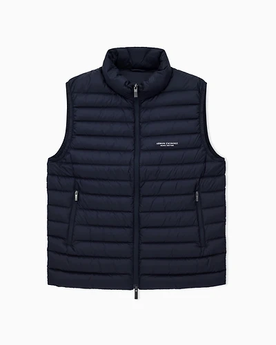 Armani Exchange - Full zip sleeveless down jacket, Man, Navy Blue, Size: