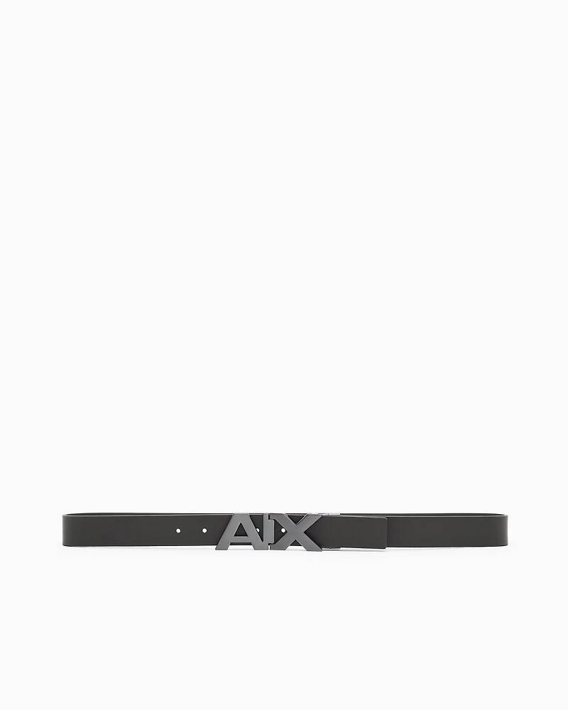 Armani Exchange - Reversible leather belt with satin metal logo buckle, Man, Brown, Size:
