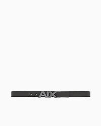 Armani Exchange - Reversible leather belt with satin metal logo buckle, Man, Brown, Size: