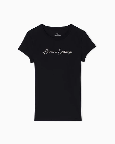 Slim fit T-shirt with glitter logo