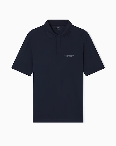 Armani Exchange - Regular fit polo shirt with tone-on-tone logo, Man, Navy Blue, Size: