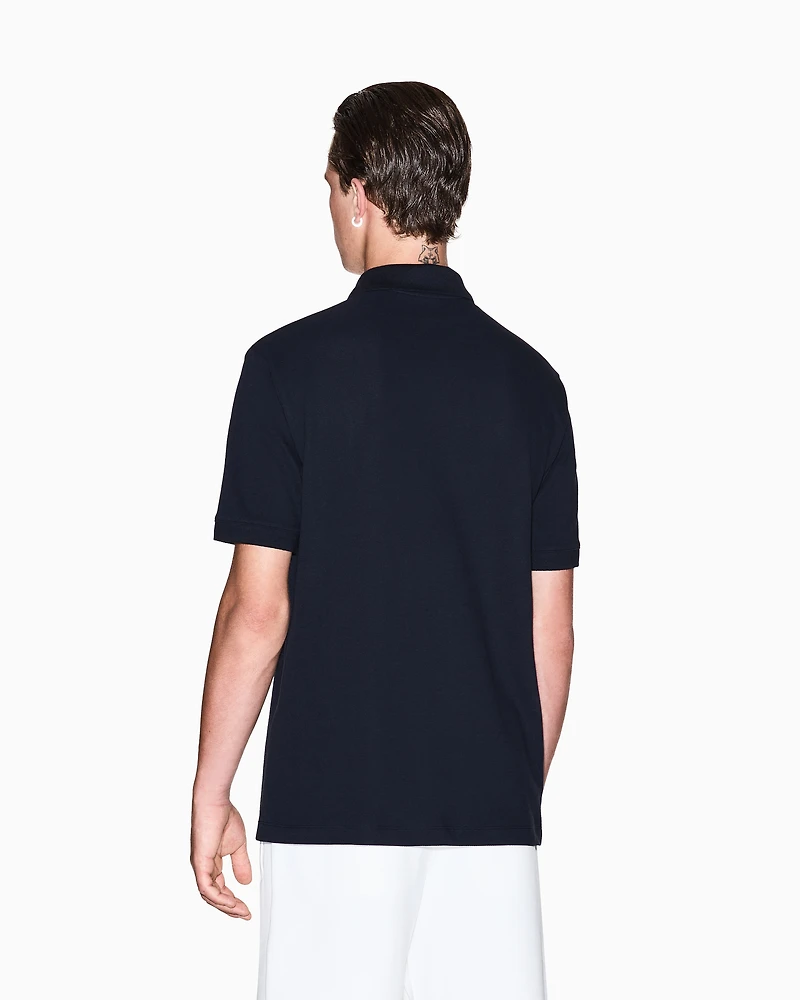 Armani Exchange - Regular fit polo shirt with tone-on-tone logo, Man, Navy Blue, Size: