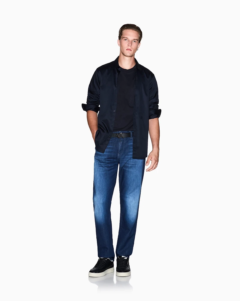 Armani Exchange - Regular fit cotton shirt, Man, Navy Blue, Size: