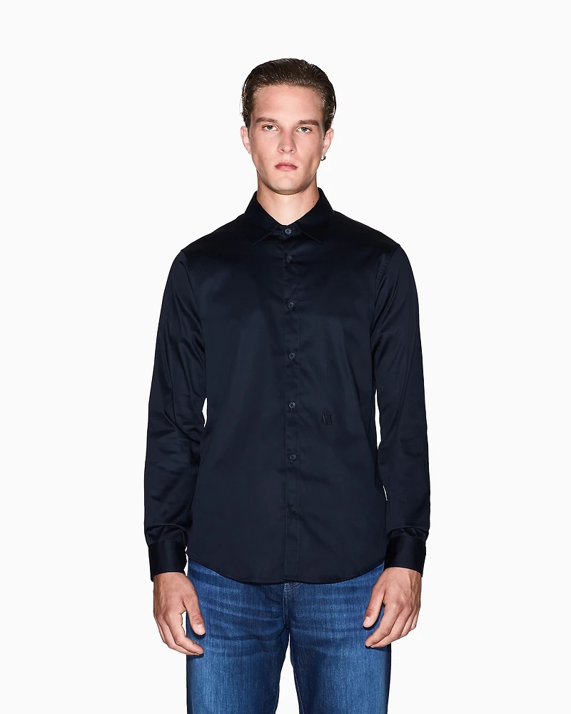 Armani Exchange - Regular fit cotton shirt, Man, Navy Blue, Size: