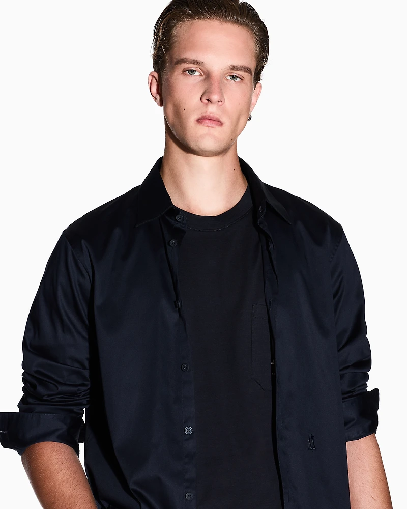 Armani Exchange - Regular fit cotton shirt, Man, Navy Blue, Size: