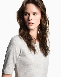 Emporio Armani - Icon crêpe-look interlock jersey T-shirt with flocked pattern, Woman, Grey, Size: