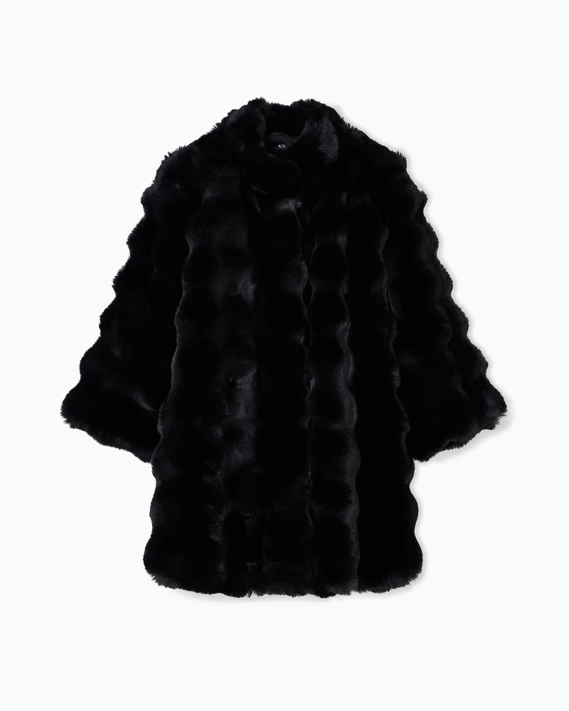 Faux fur jacket with waves