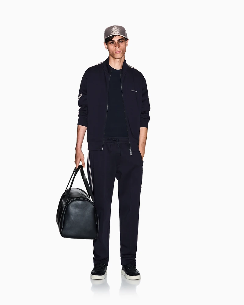 Full-zip sweatshirt with contrasting bands