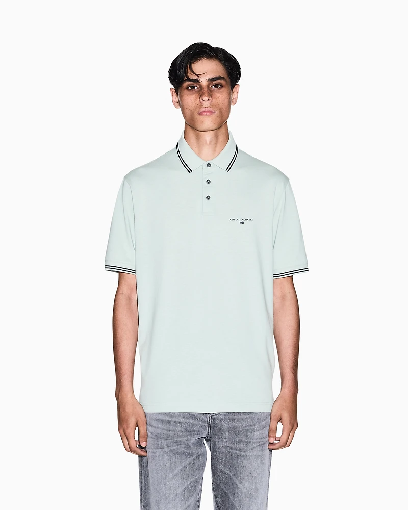 Regular fit cotton jersey polo shirt