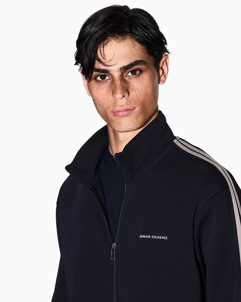 Full-zip sweatshirt with contrasting bands