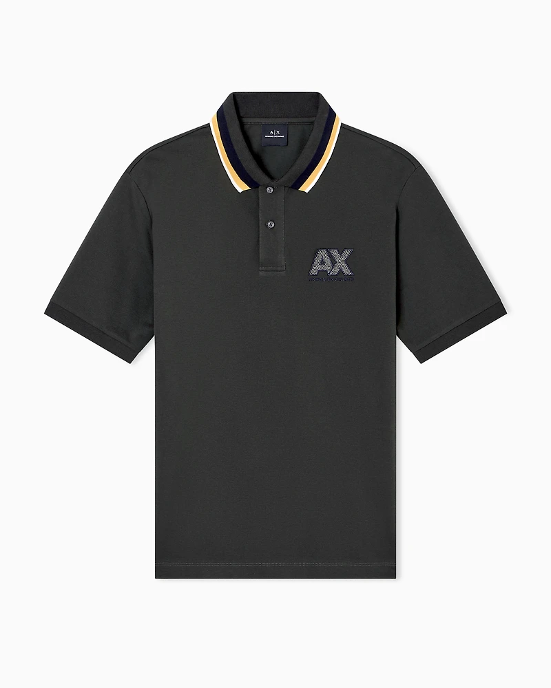 Regular fit polo shirt with striped collar