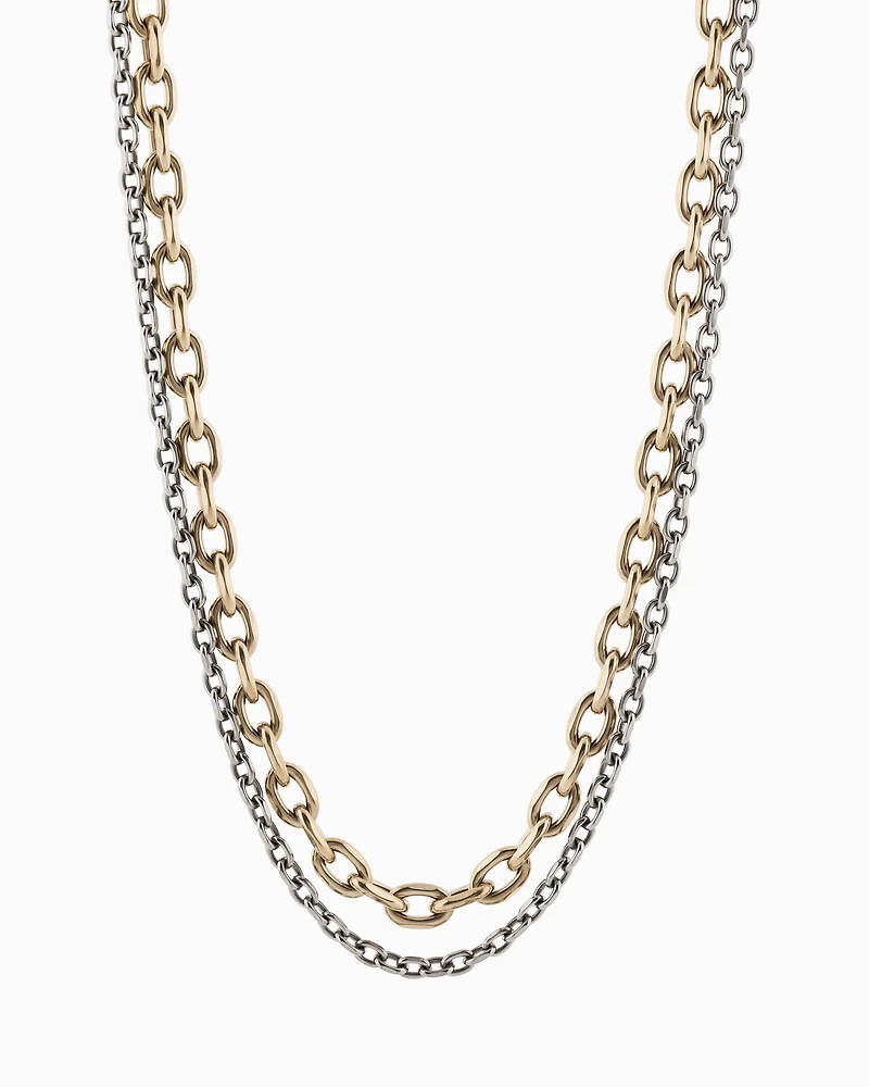  Gold-Tone and Silver-Tone Stainless Steel Double Chain Necklace
