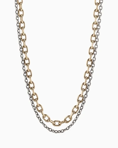  Gold-Tone and Silver-Tone Stainless Steel Double Chain Necklace