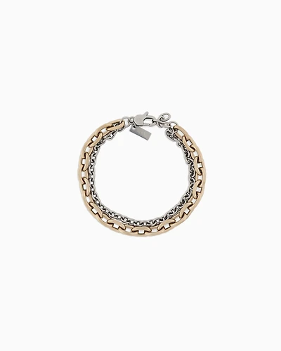 Armani Exchange -  Gold-Tone and Silver-Tone Stainless Steel Double Chain Bracelet, Man, Multicoloured, Size: TU