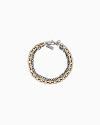 Armani Exchange -  Gold-Tone and Silver-Tone Stainless Steel Double Chain Bracelet, Man, Multicoloured, Size: TU