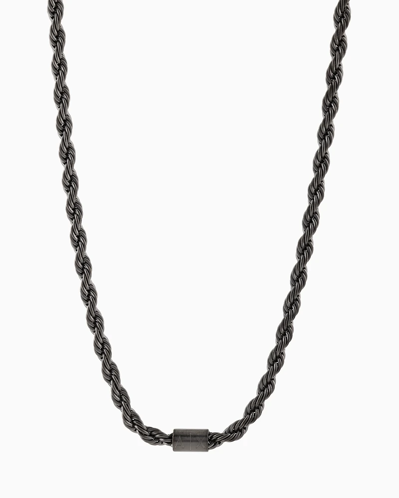 Armani Exchange - Gunmetal Stainless Steel Chain Necklace, Man, Multicoloured, Size: TU