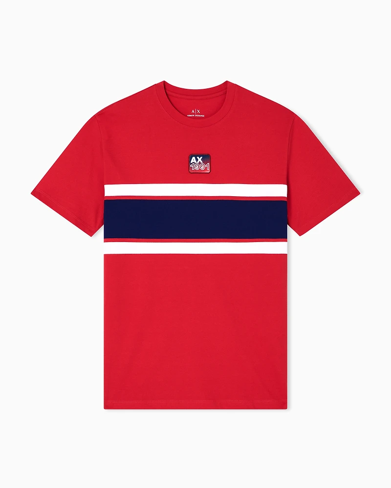 Armani Exchange - Regular fit T-shirt with contrasting band, Man, Red, Size: