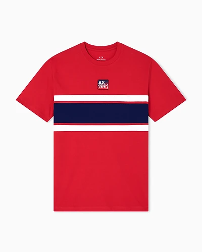 Armani Exchange - Regular fit T-shirt with contrasting band, Man, Red, Size: