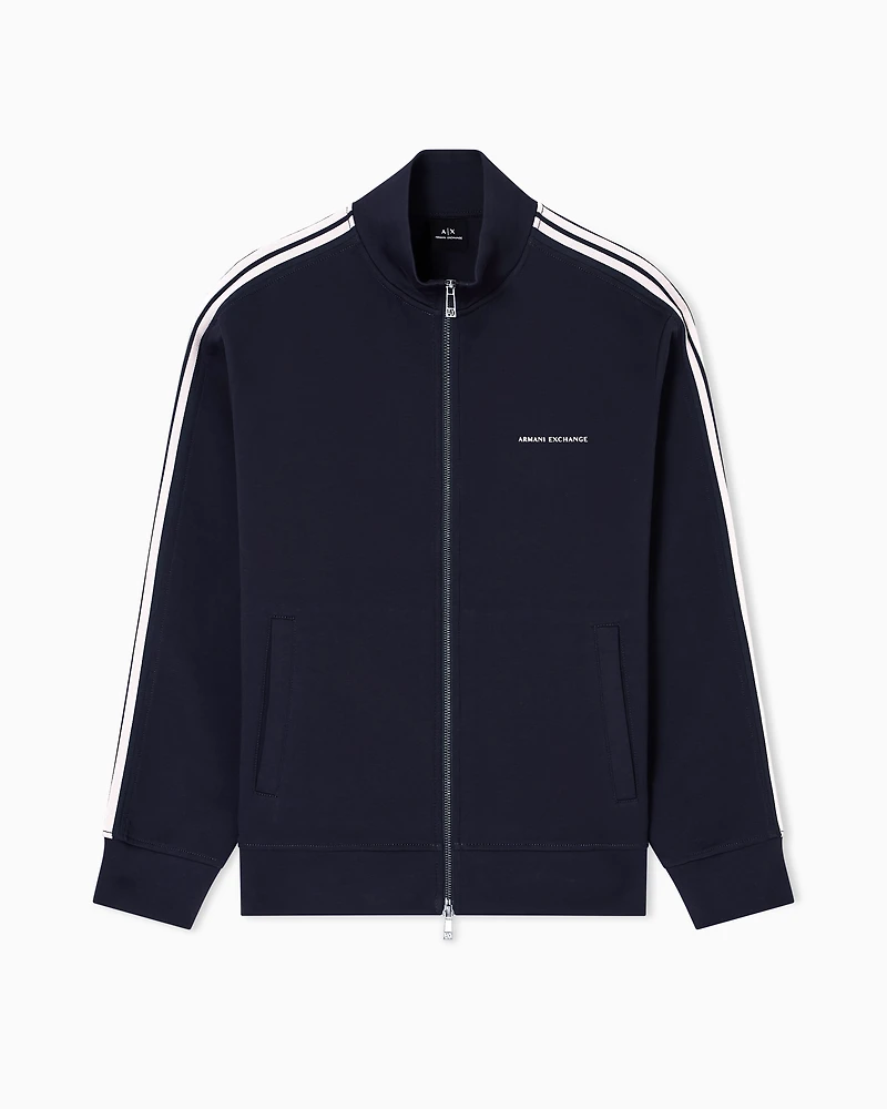 Full-zip sweatshirt with contrasting bands