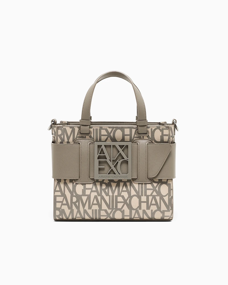 Armani Exchange - Medium tote bag with contrasting detail, Woman, Beige, Size: TU