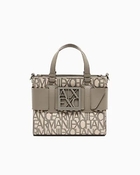 Armani Exchange - Medium tote bag with contrasting detail, Woman, Beige, Size: TU