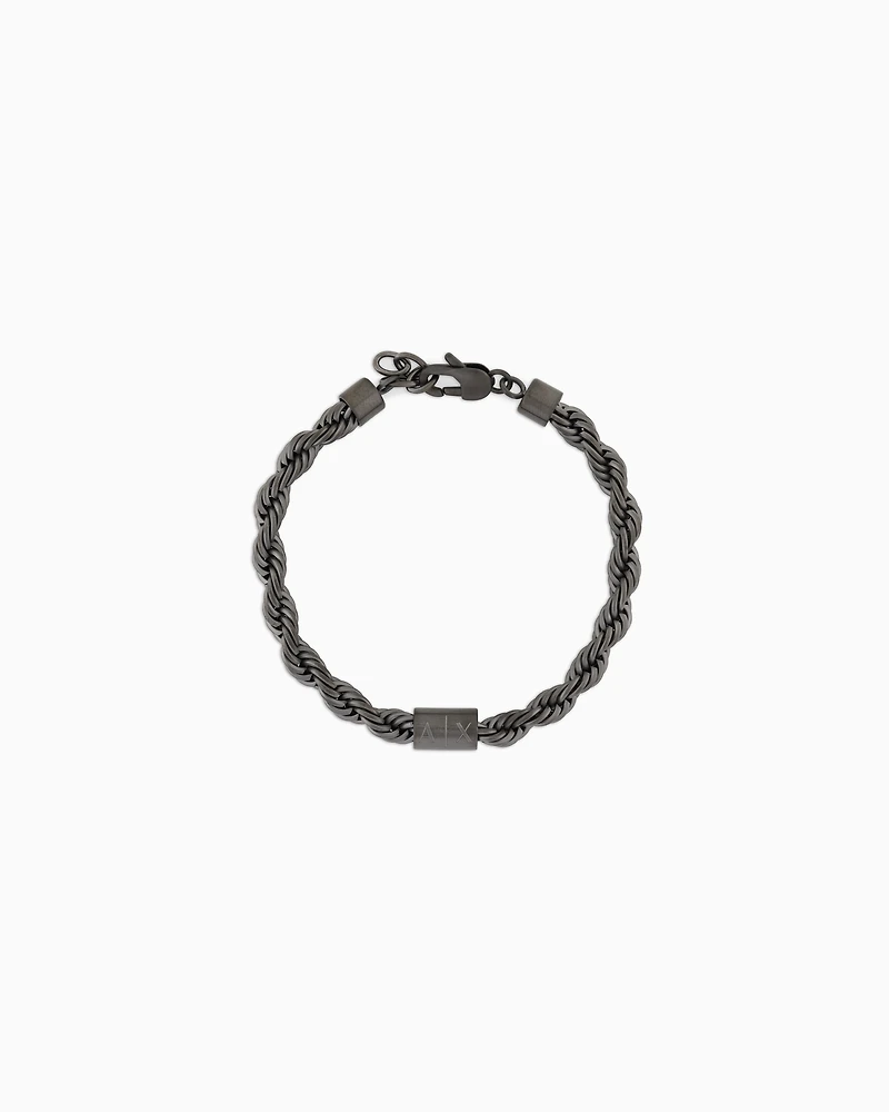 Armani Exchange - Gunmetal Stainless Steel Chain Bracelet, Man, Multicoloured, Size: TU
