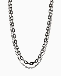Armani Exchange -  Gunmetal and Silver-Tone Stainless Steel Double Chain Necklace, Man, Multicoloured, Size: TU