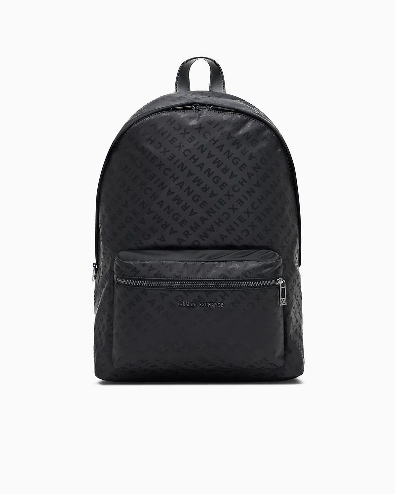 Armani Exchange - All-Over Logo Backpack, Man, Black, Size: TU