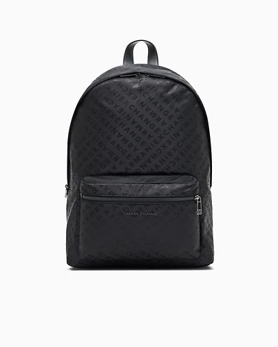 Armani Exchange - All-Over Logo Backpack, Man, Black, Size: TU