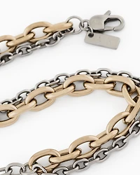  Gold-Tone and Silver-Tone Stainless Steel Double Chain Bracelet